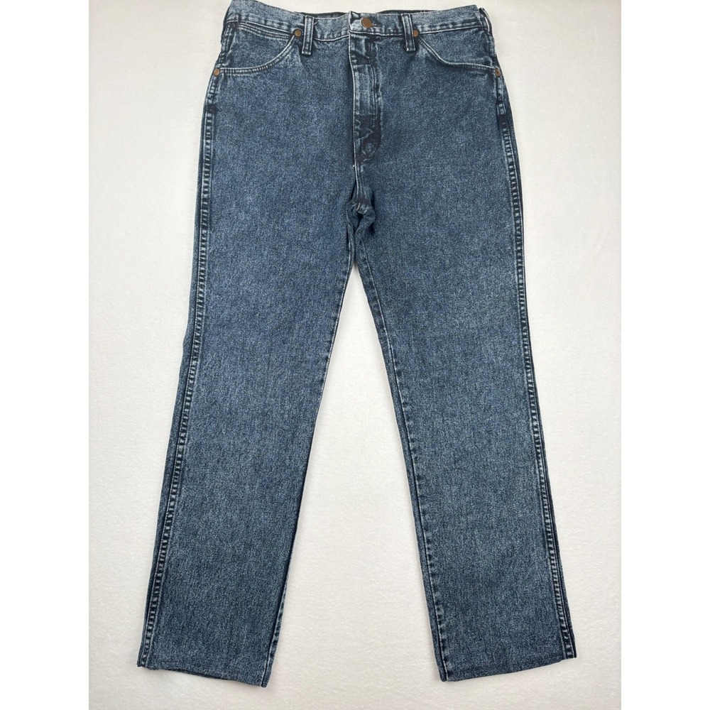 Wrangler Cowboy Cut Jeans Mens 34x29 936NF Acid Wash Vintage USA Hemmed